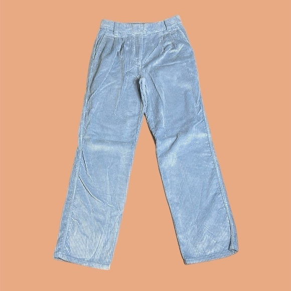 NEW Aritzia Sunday Best Ribbed Corduroy Straight Leg Pants Light Blue Sz 2 - Picture 1 of 11